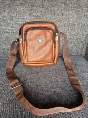 Pulse Tan/Brown Crossbody Messenger Bag with Front Pocket